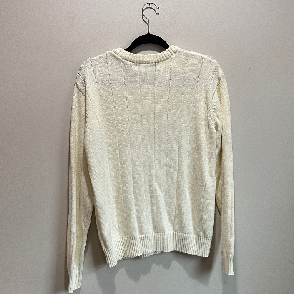 Oscar de la Renta Cream Crewneck Sweater 100% Cotton - Picture 4 of 10